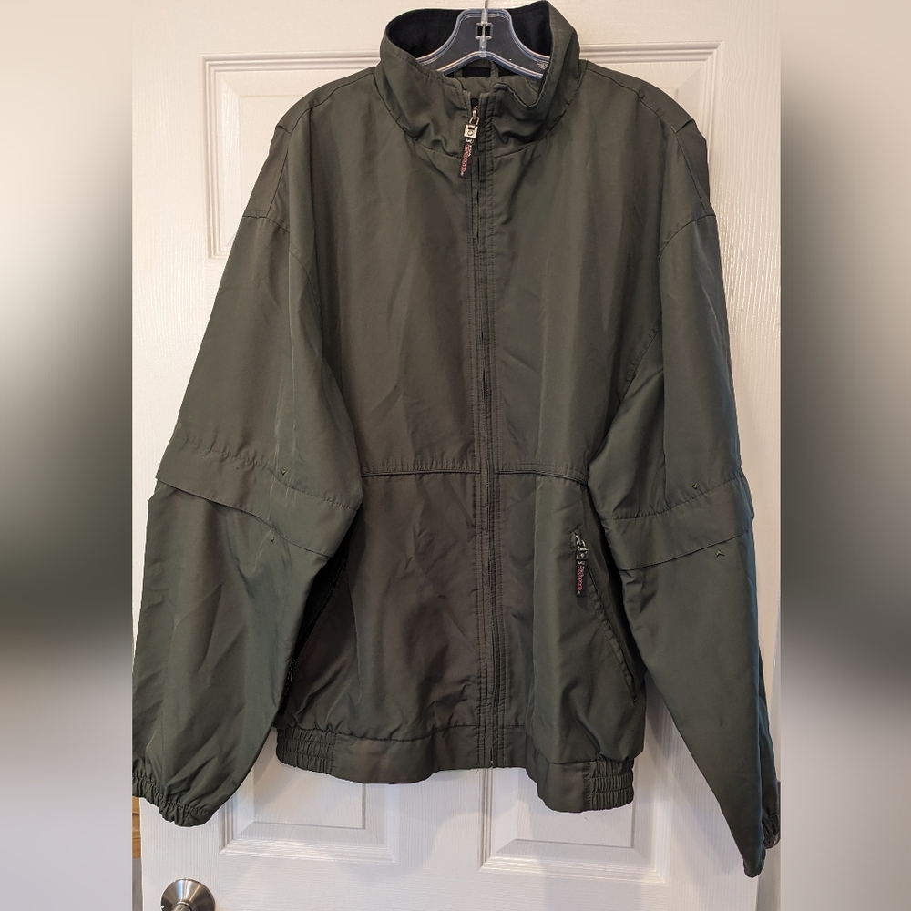PGA Tour Performance Army green Jacket XL Windbreaker Removable Sleeve zip coat